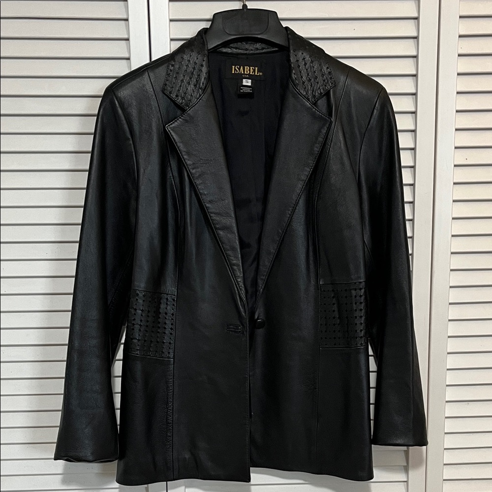 Isabel Women's Classic Black Leather Blazer